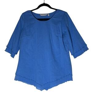 Soft Surroundings Siesta Key Tunic Top Women's XS Blue Gauze Layered hem